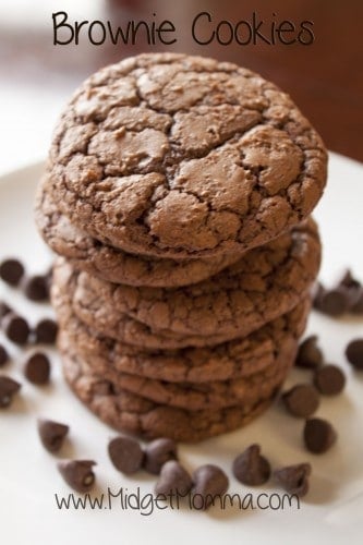 Brownie Cookies are so yummy its like having the corner piece of brownie in every bite! You will not have to decide between cookies or brownies with these.