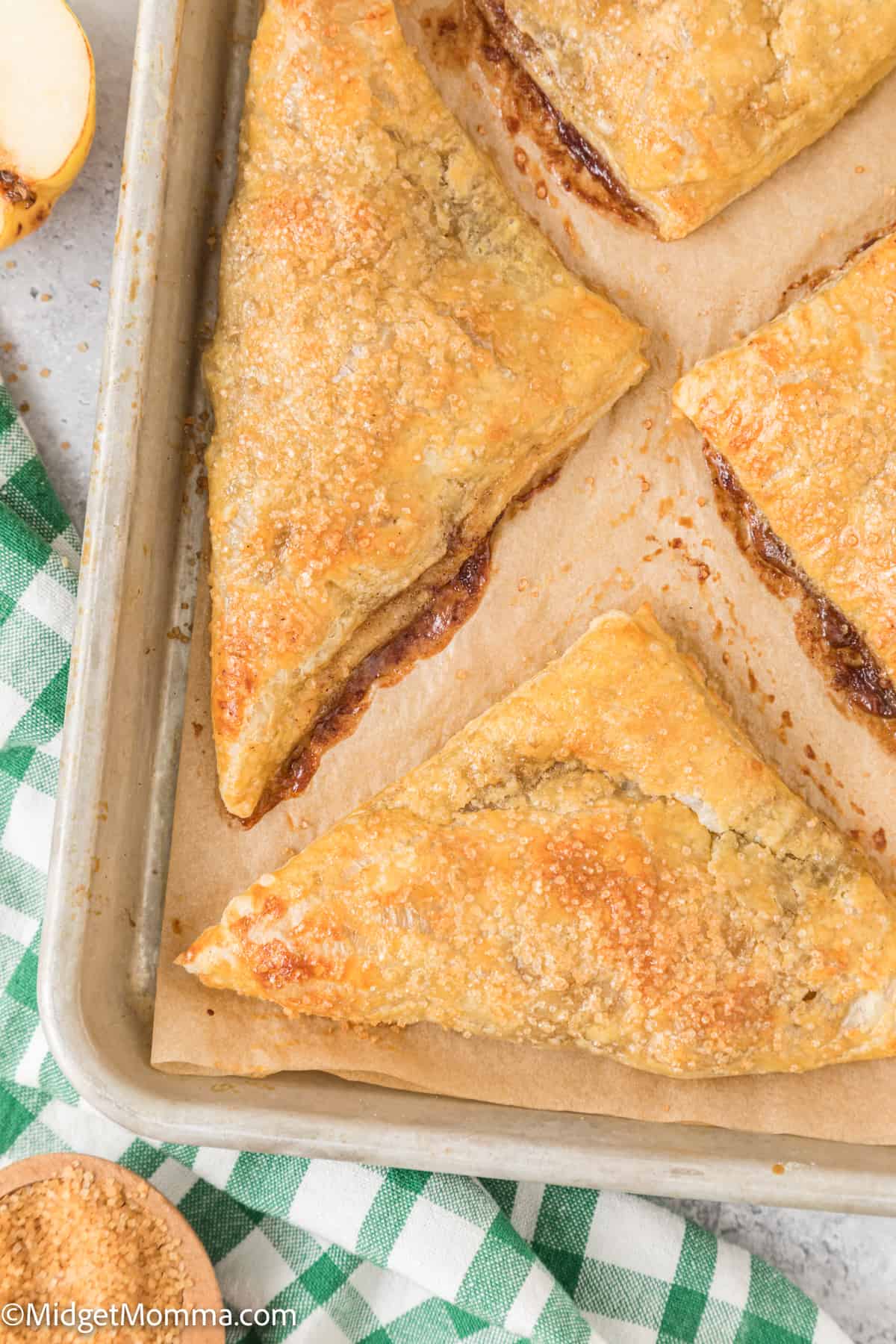 close up photo of Pear Turnovers Recipe on a baking sheet 