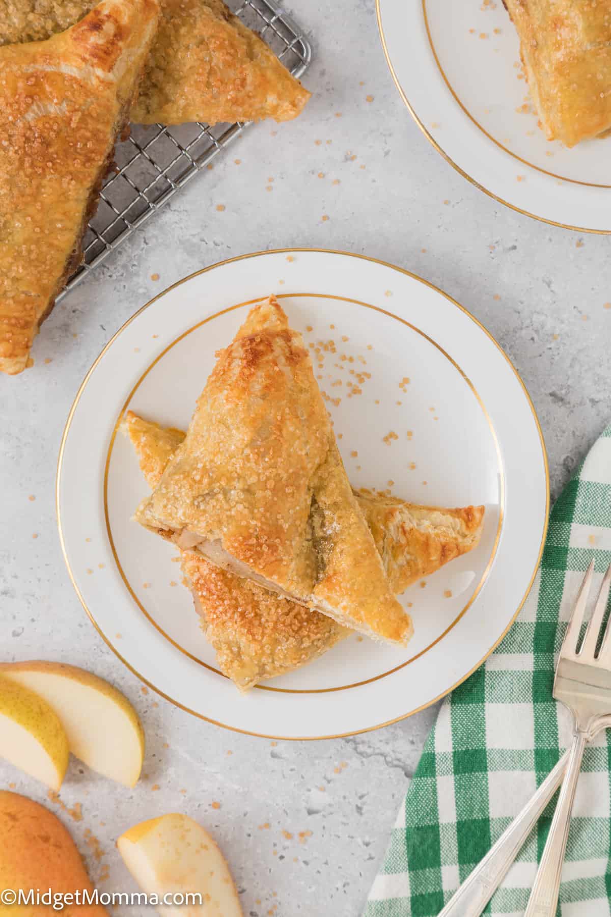 2 Pear Turnovers on a plate 