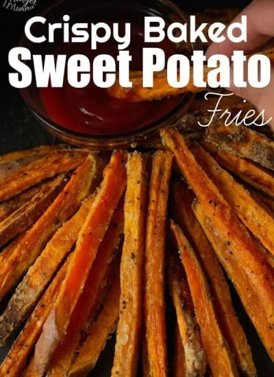These Crispy Baked Sweet Potato Fries are very crunchy with out the need of a deep fryer! These oven baked sweet potato fries are a family favorite and these crispy sweet potato fries are one of our family favorites! #SweetPotato #Fries #BakedFries #SweetPotatoFries #CrispyFries #CrispySweetPotatoFries