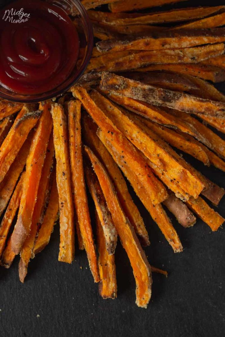Easy Crispy Baked Sweet Potato Fries • MidgetMomma