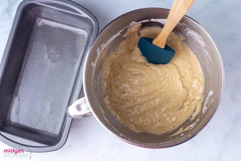 making homemade banana bread