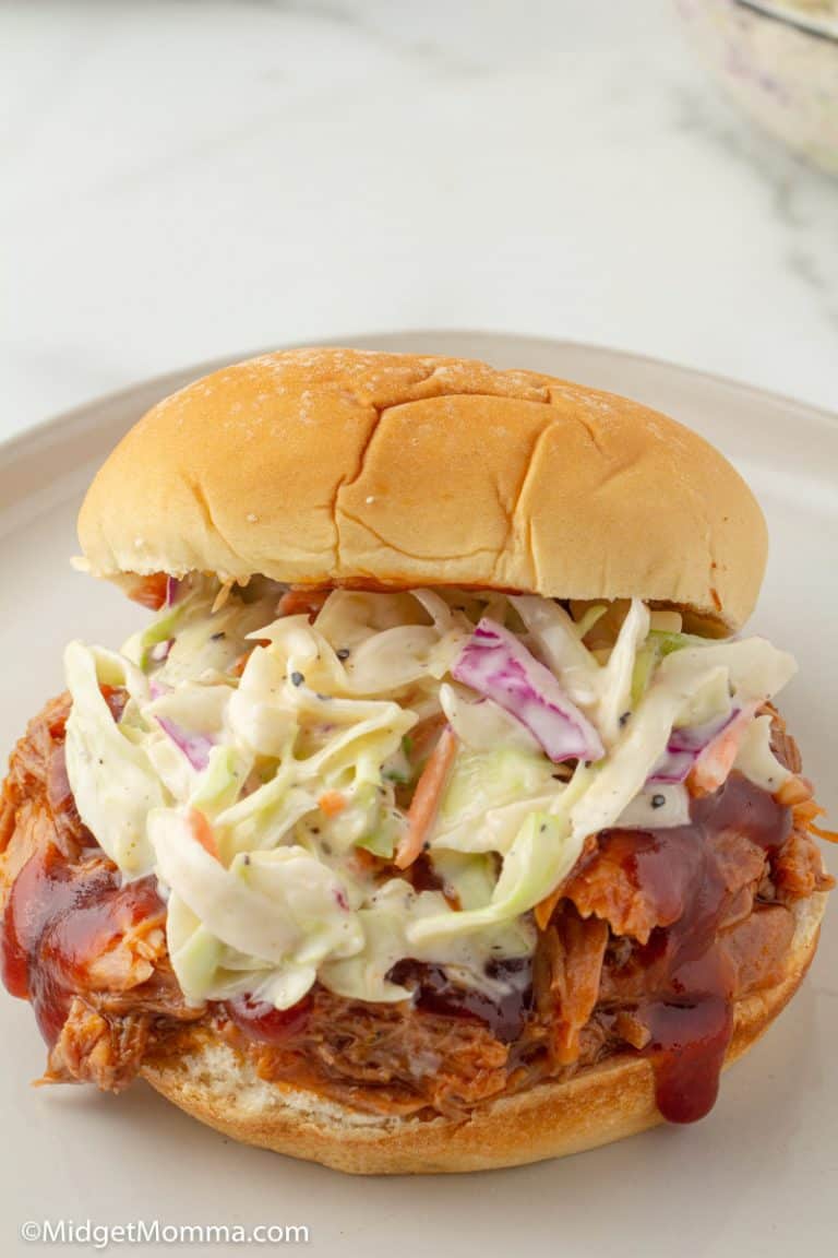 Pulled Pork and Slaw Sandwich Recipe • MidgetMomma
