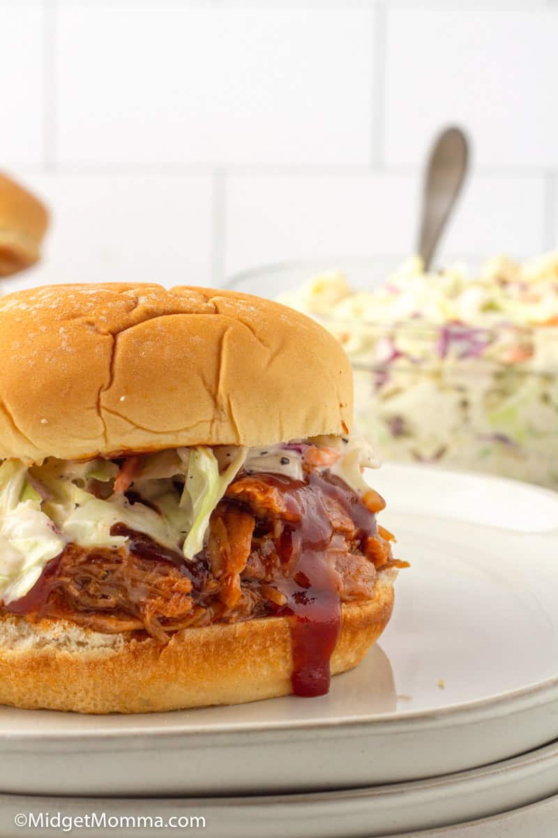 Pulled Pork and Slaw Sandwich Recipe • MidgetMomma