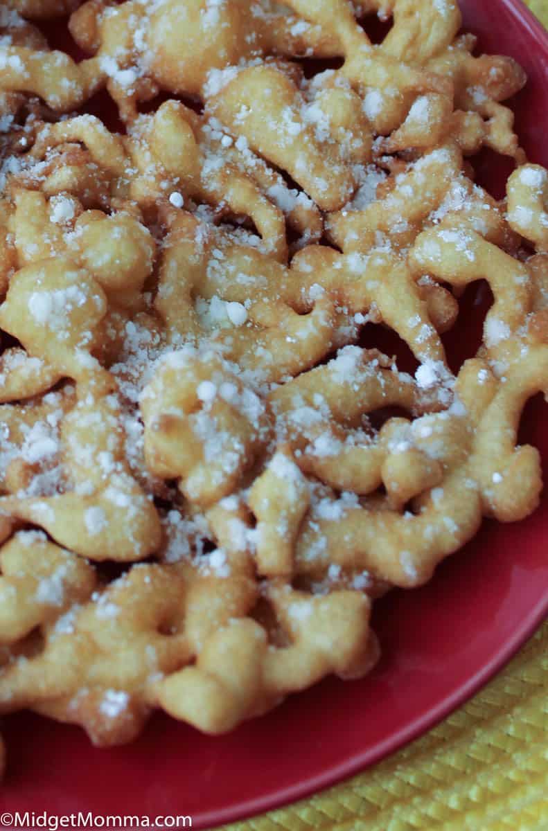 close up of funnel cake on a plate