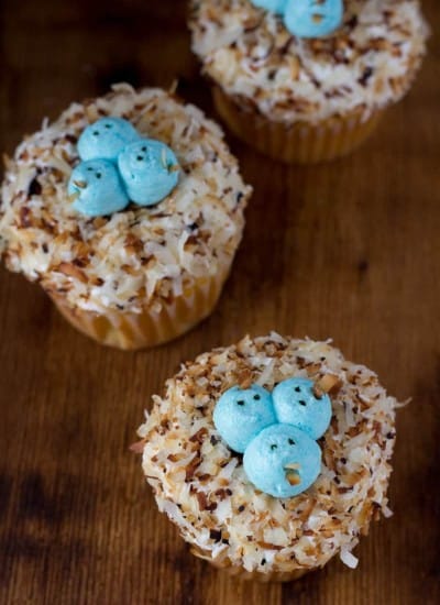 baby bird cupcakes