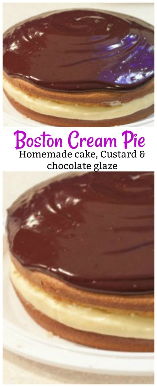Homemade Boston Cream Pie (All Homemade including Cream)