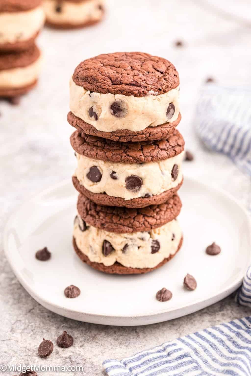 Brownie Cookie Sandwich with Chocolate Chip Cookie Dough Filling