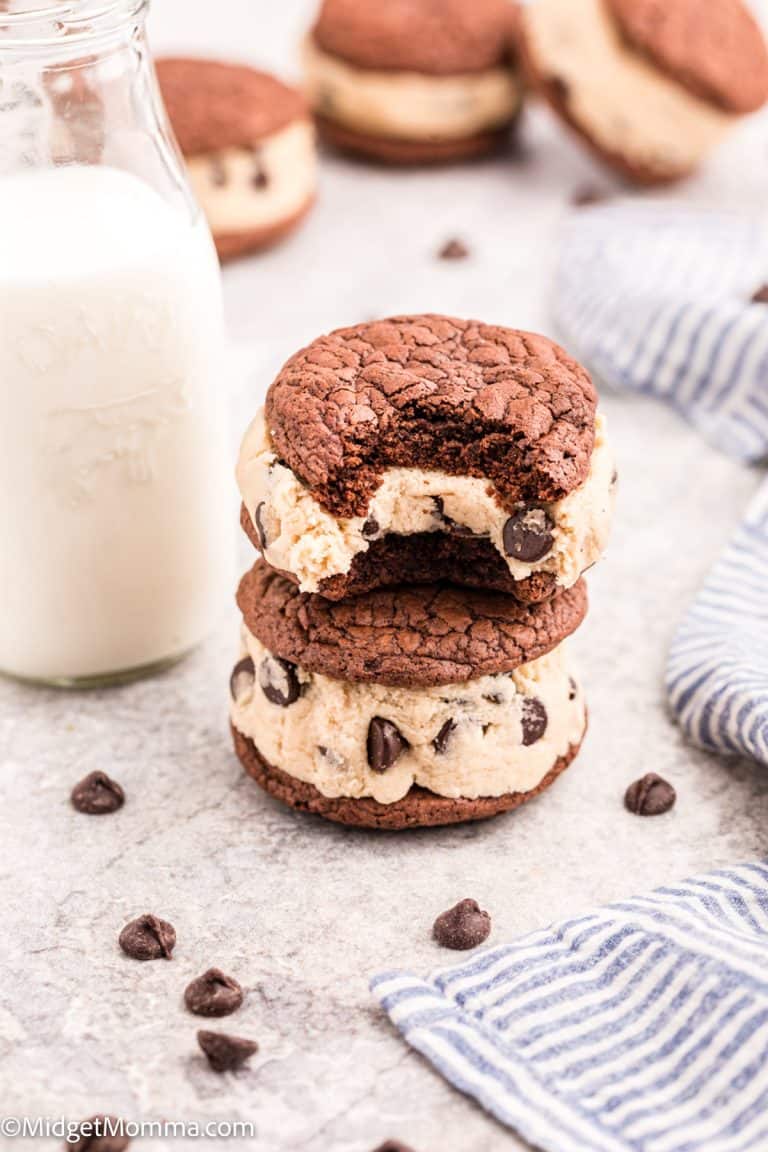 Brownie Cookie Sandwich with Chocolate Chip Cookie Dough Filling
