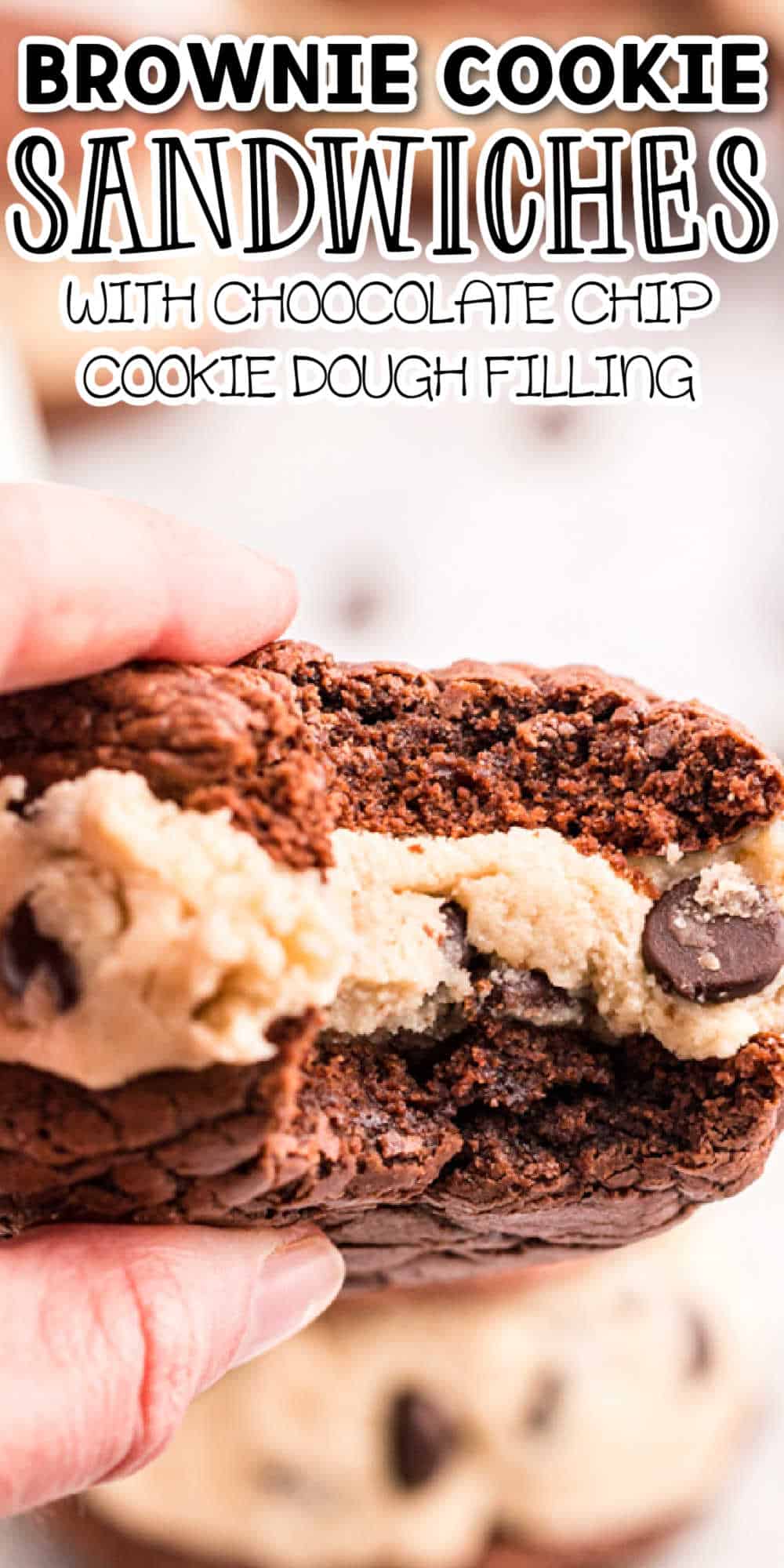Brownie Cookie Sandwich with Chocolate Chip Cookie Dough Filling