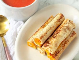 Grilled Cheese Roll Ups with tomato soup