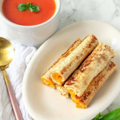 Grilled Cheese Roll Ups with tomato soup