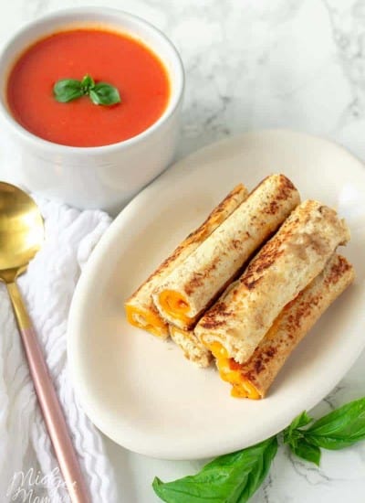 Grilled Cheese Roll Ups with tomato soup