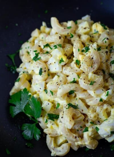 macaroni salad with eggs