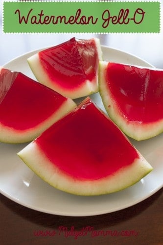 This fun treat is great for any party or picnic. Watermelon Jell-o is made to look like you are eating a normal piece of watermelon.