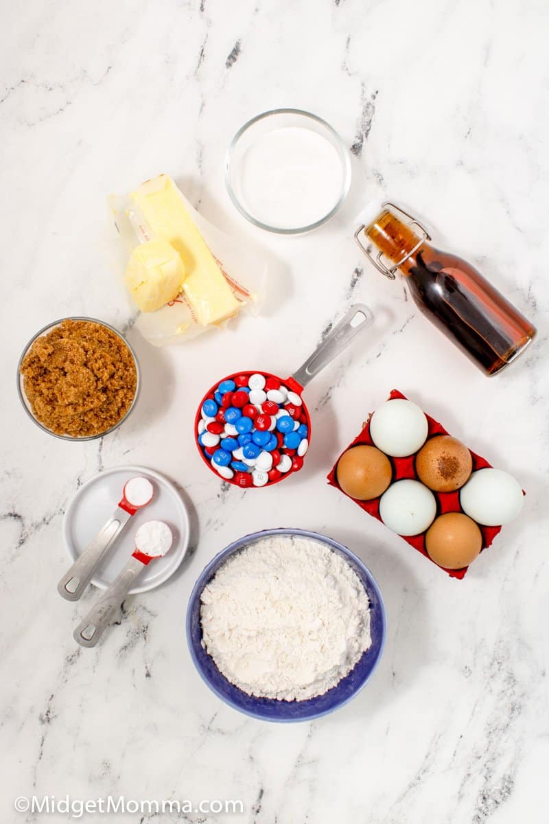 Patriotic M&M Cookies Recipes ingredients