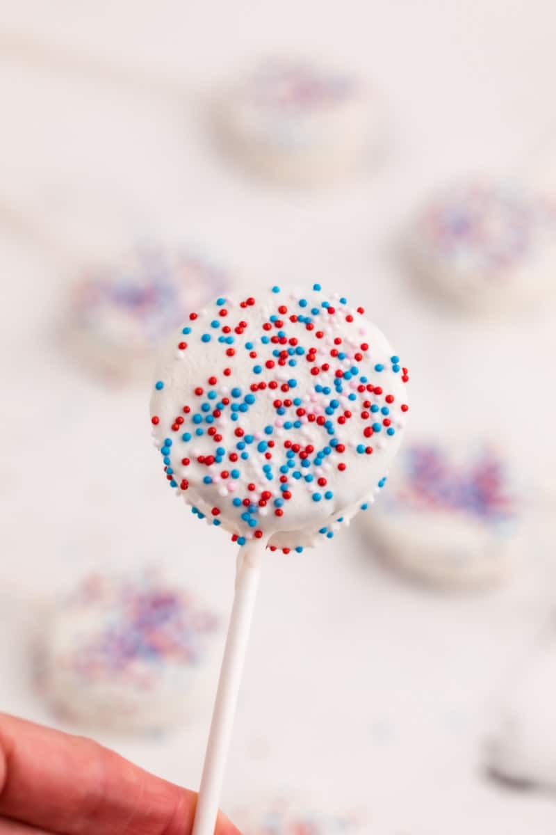 Single Red, White & Blue Chocolate Covered Oreo Pop