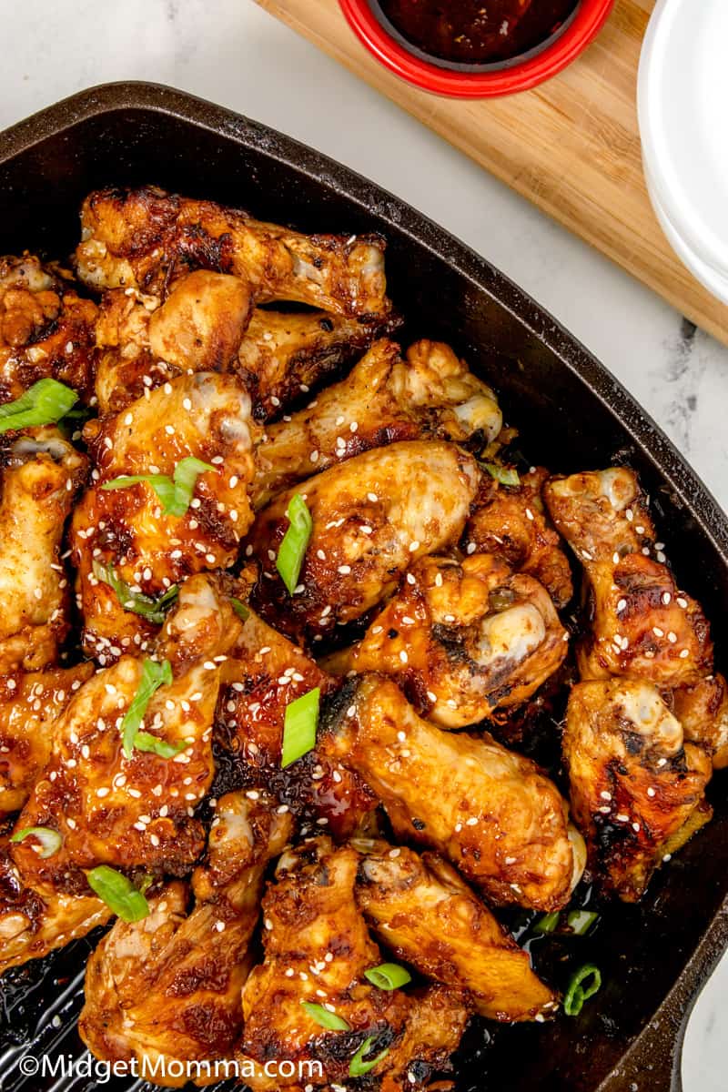 Korean BBQ Grilled Wings on a platter