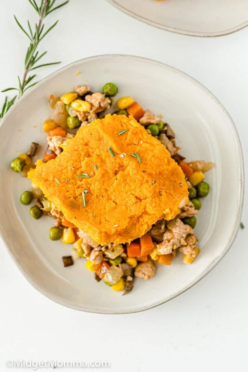 overhead photo of Sweet Potato Shepherd’s Pie