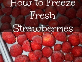 Freezing Strawberries is easy and it locks in the freshness of the berries from the day we picked them. Plus it saves a ton on our budget.