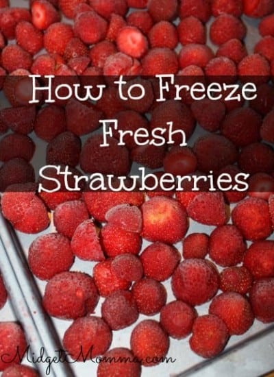 Freezing Strawberries is easy and it locks in the freshness of the berries from the day we picked them. Plus it saves a ton on our budget.