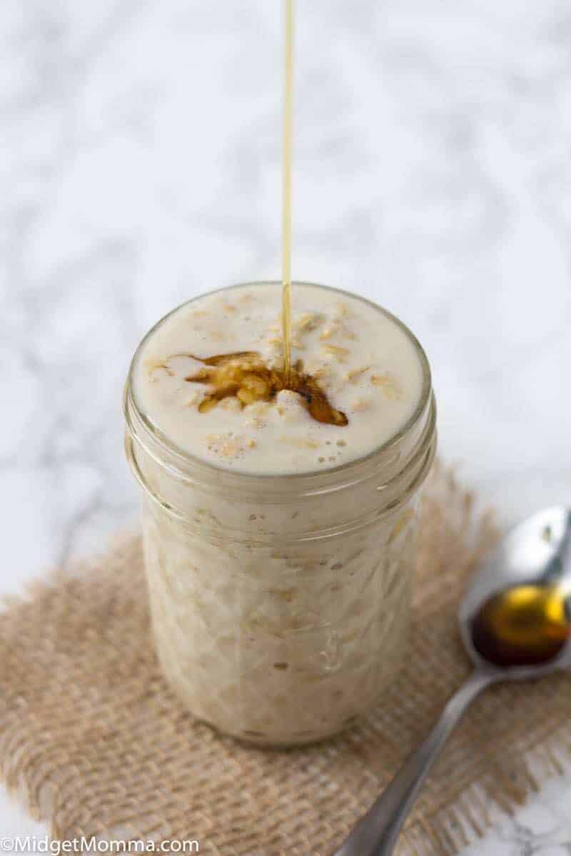 Maple Overnight Oats in a mason jar