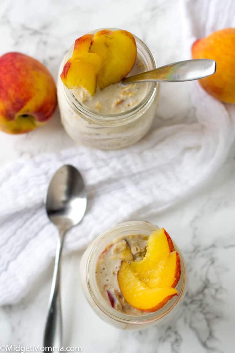 Fresh Peach Overnight Oats Recipe • MidgetMomma