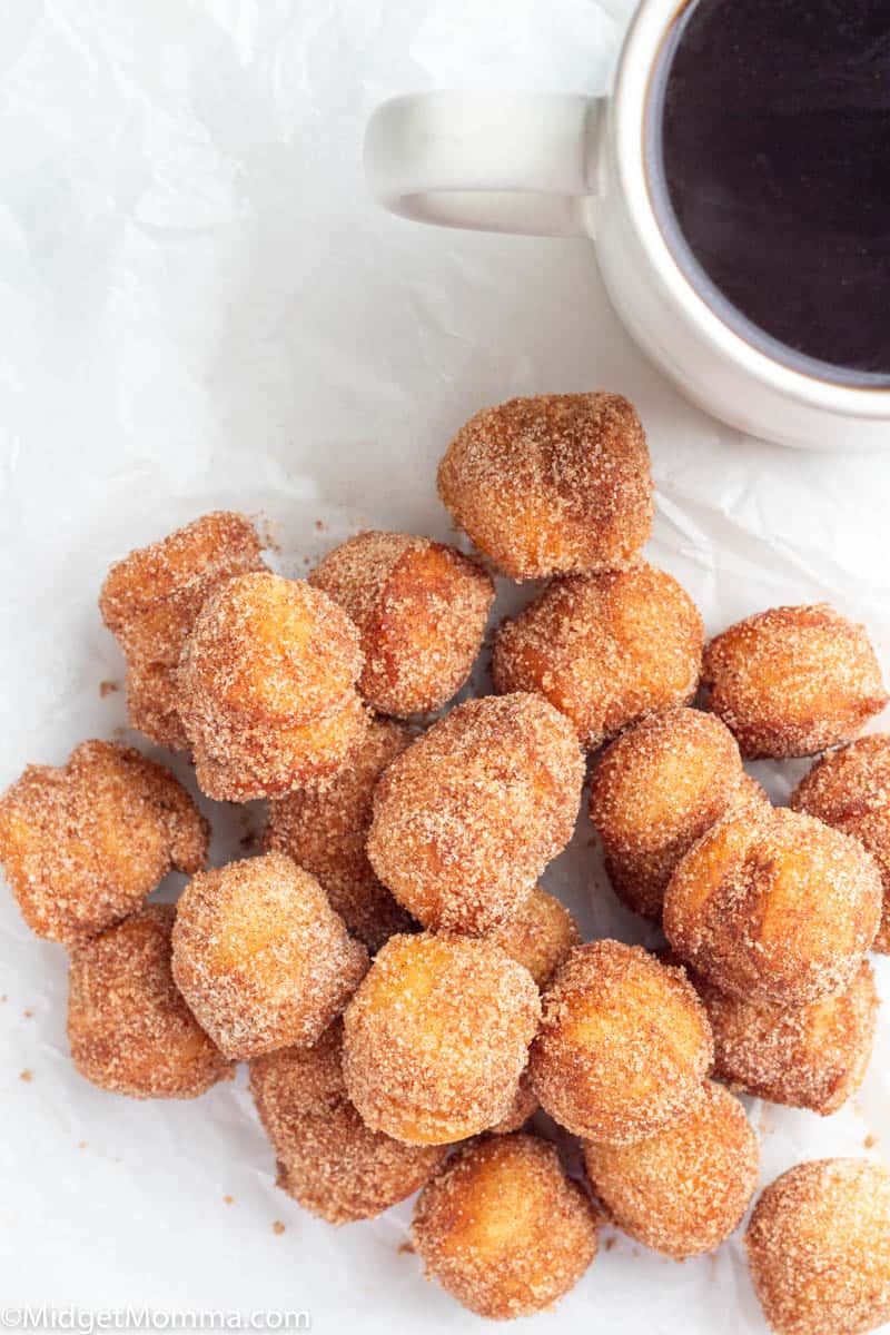 Cinnamon Sugar Donut holes on a plate