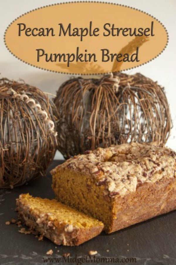 This Pecan Maple Streusel Pumpkin Bread Is so amazing that you might never go back to the boring "pumpkin bread". Perfect pumpkin bread recipe for the fall!