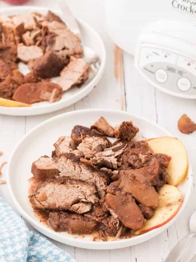 Slow Cooker Pork Tenderloin and Apples • MidgetMomma