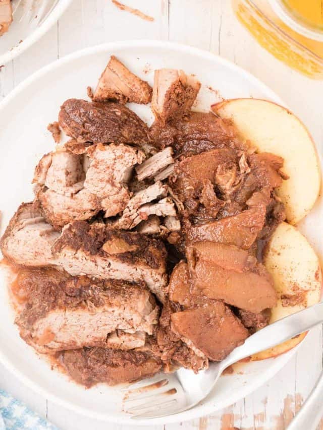 Slow Cooker Pork Tenderloin With Apples • MidgetMomma