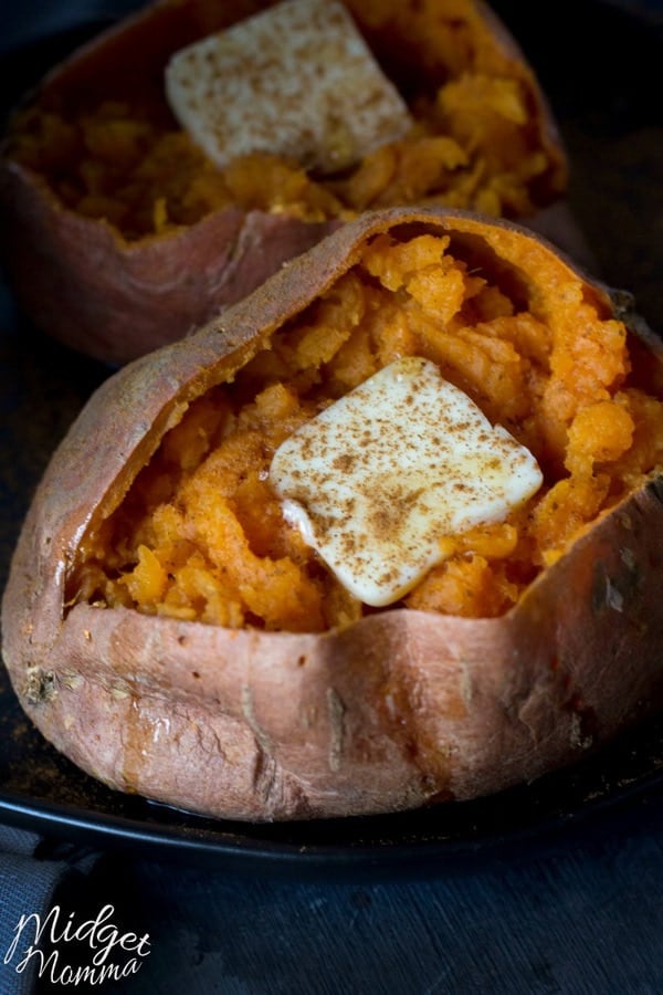 microwave sweet potato on a plate