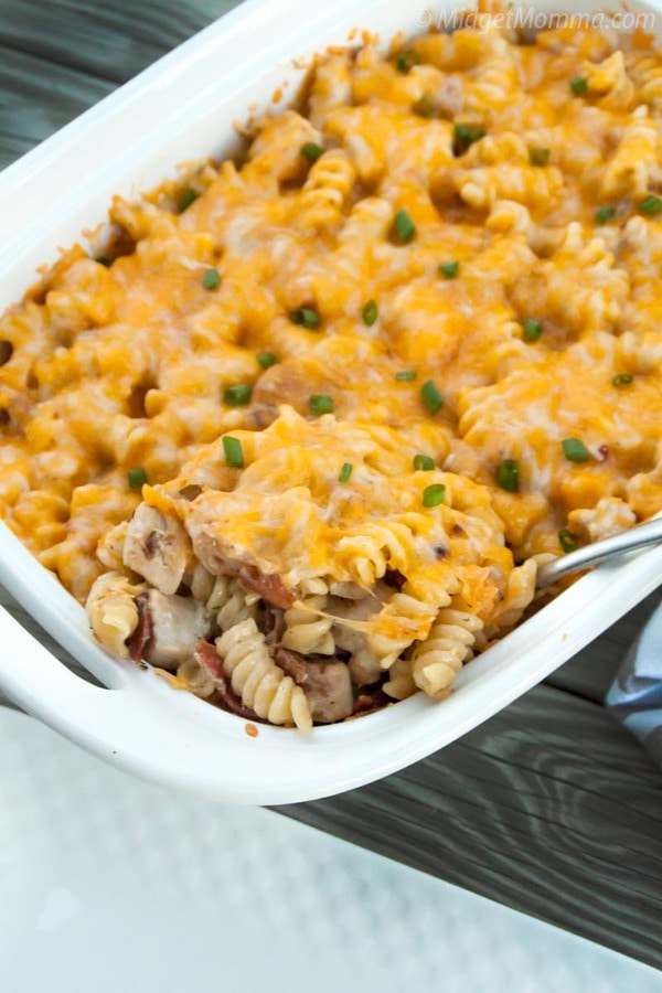Cheesy Chicken Bacon Ranch Pasta Casserole • MidgetMomma