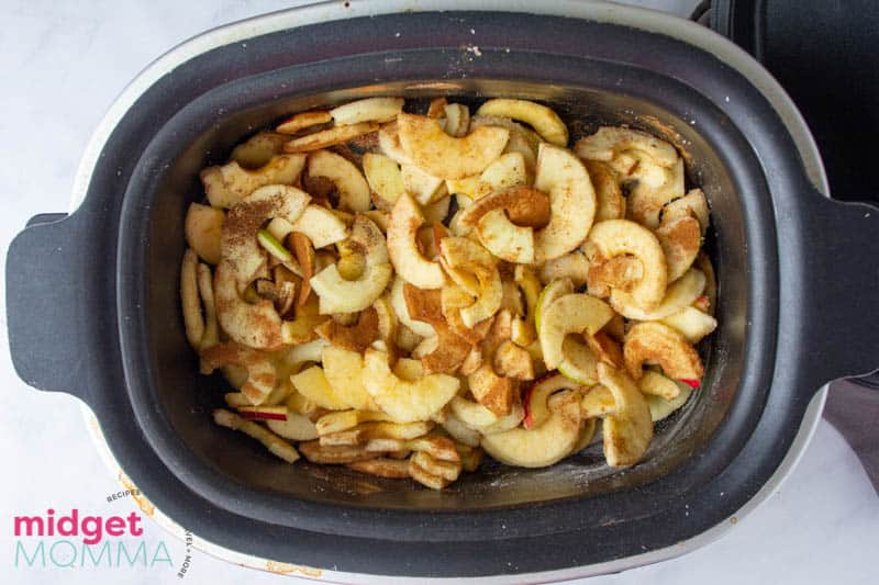 Slow Cooker Apple Butter - apples and spices in the slow cooker