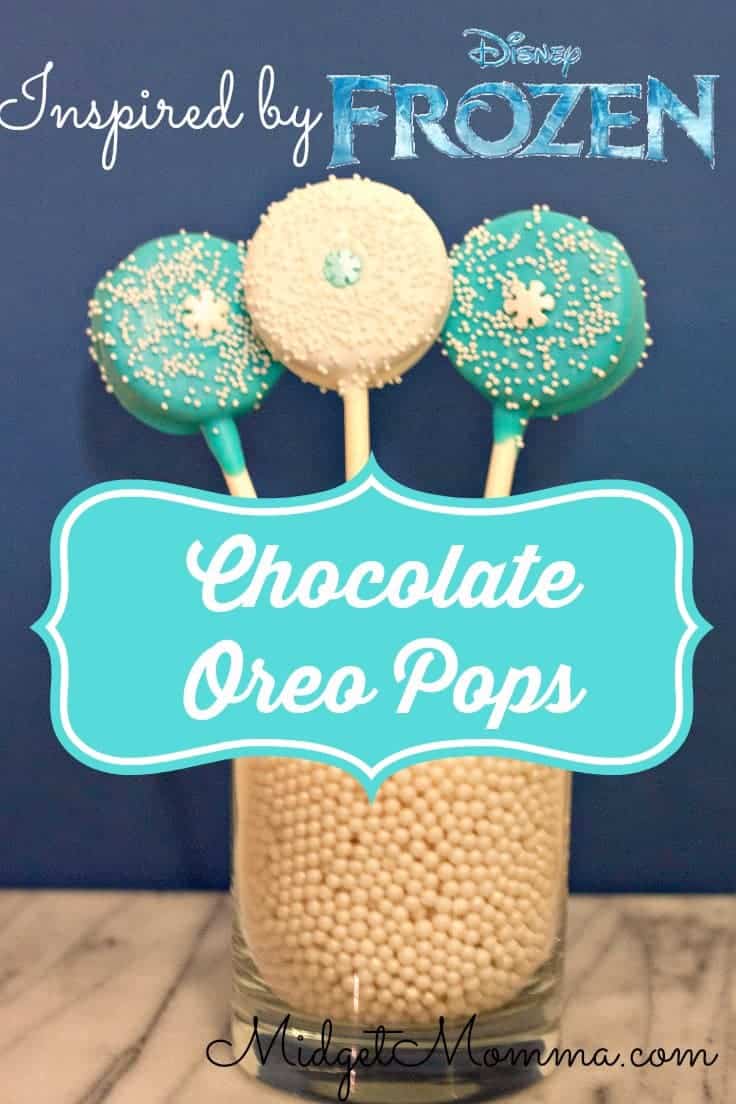 These chocolate Oreo pops would make any girl feel like a special princess. Disney Frozen Inspired Oreos Pops have a great coating of white chocolate and sprinkles.