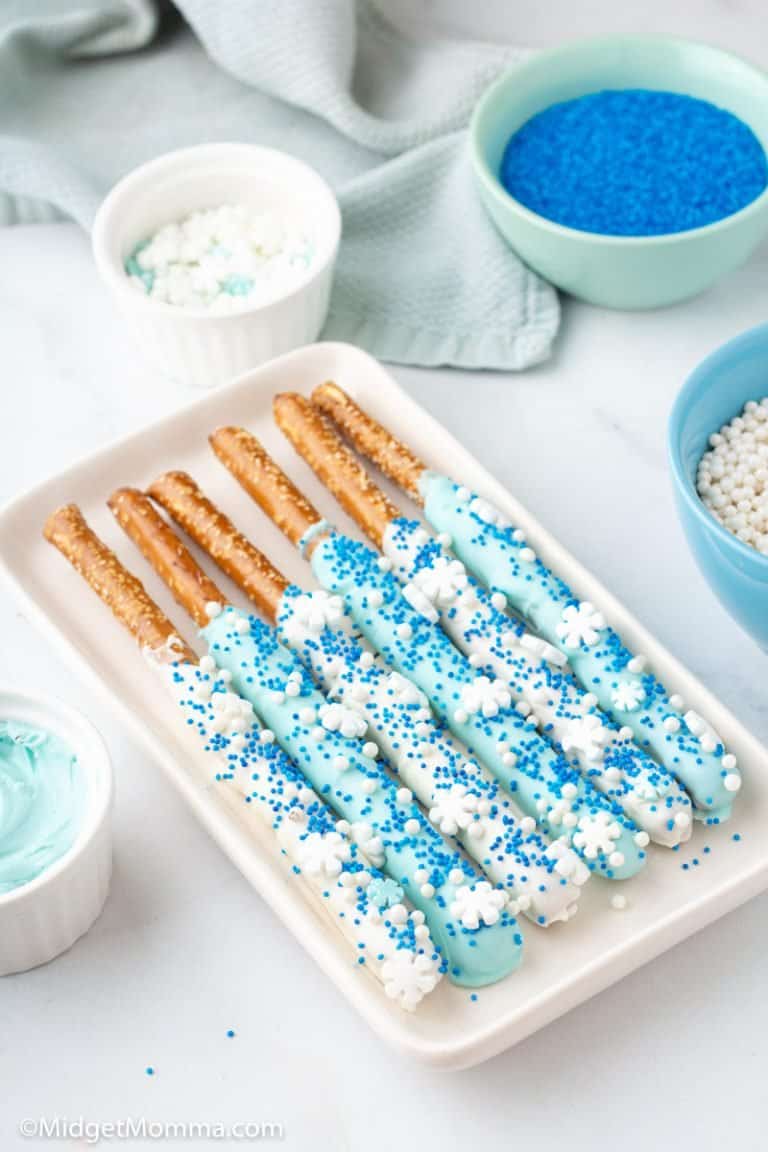 Disney Frozen Inspired Chocolate Covered Pretzel Rods