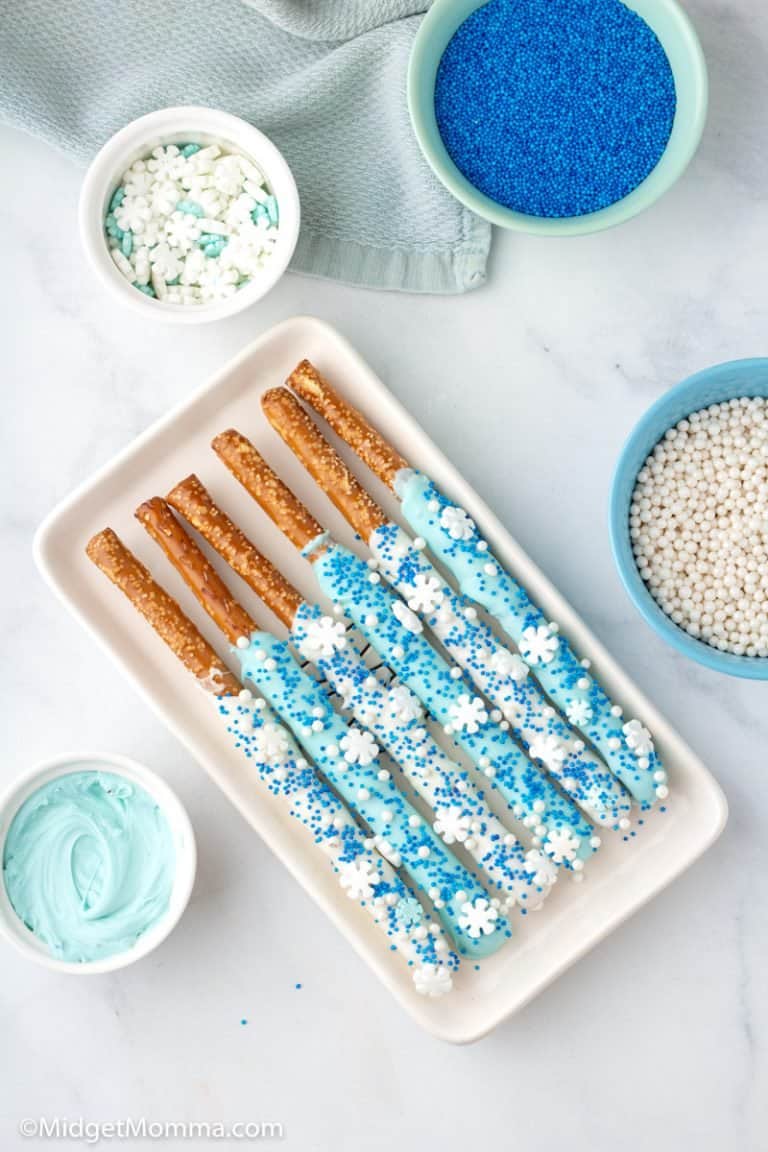 Disney Frozen Inspired Chocolate Covered Pretzel Rods