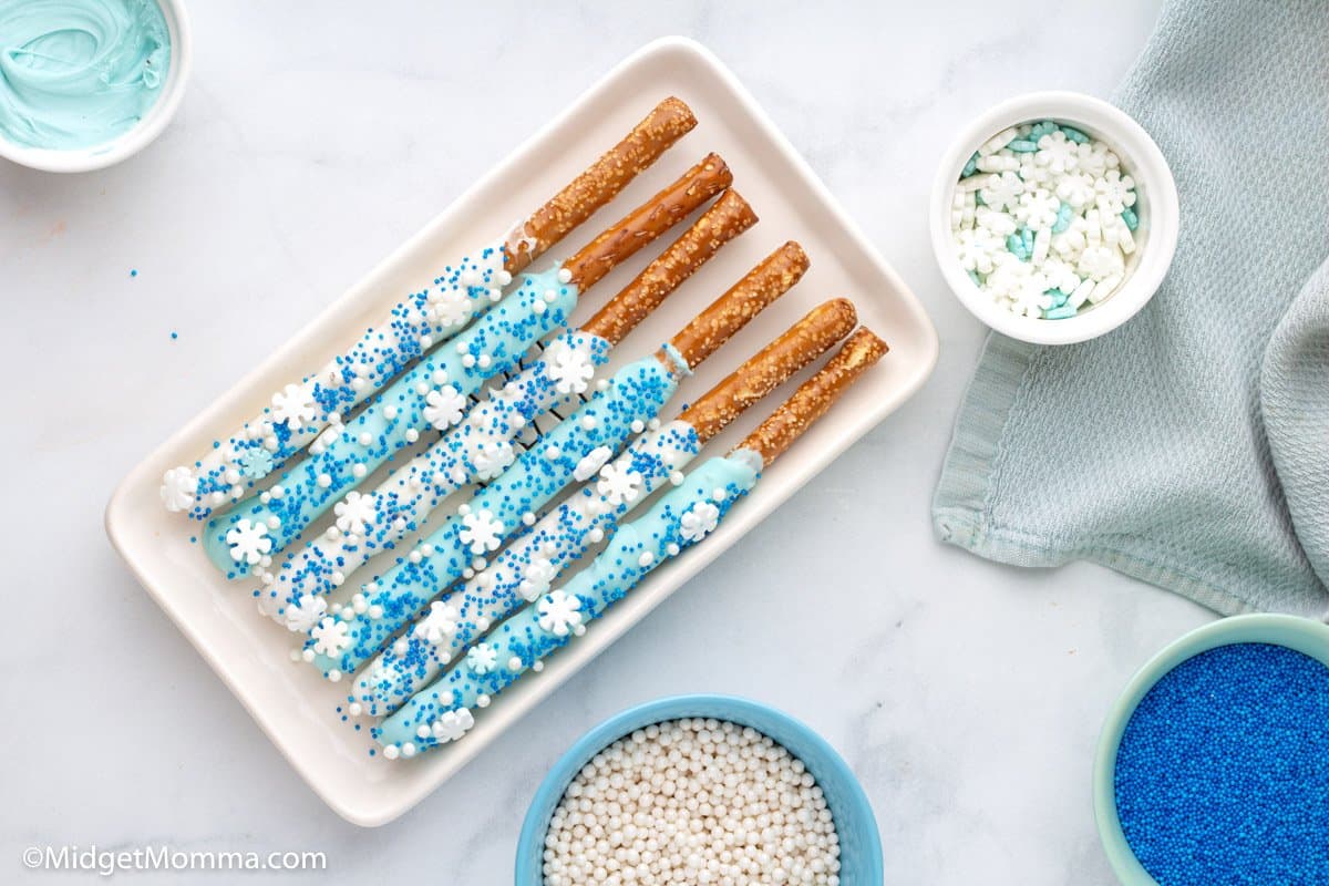 Disney Frozen Inspired Chocolate Covered Pretzel Rods