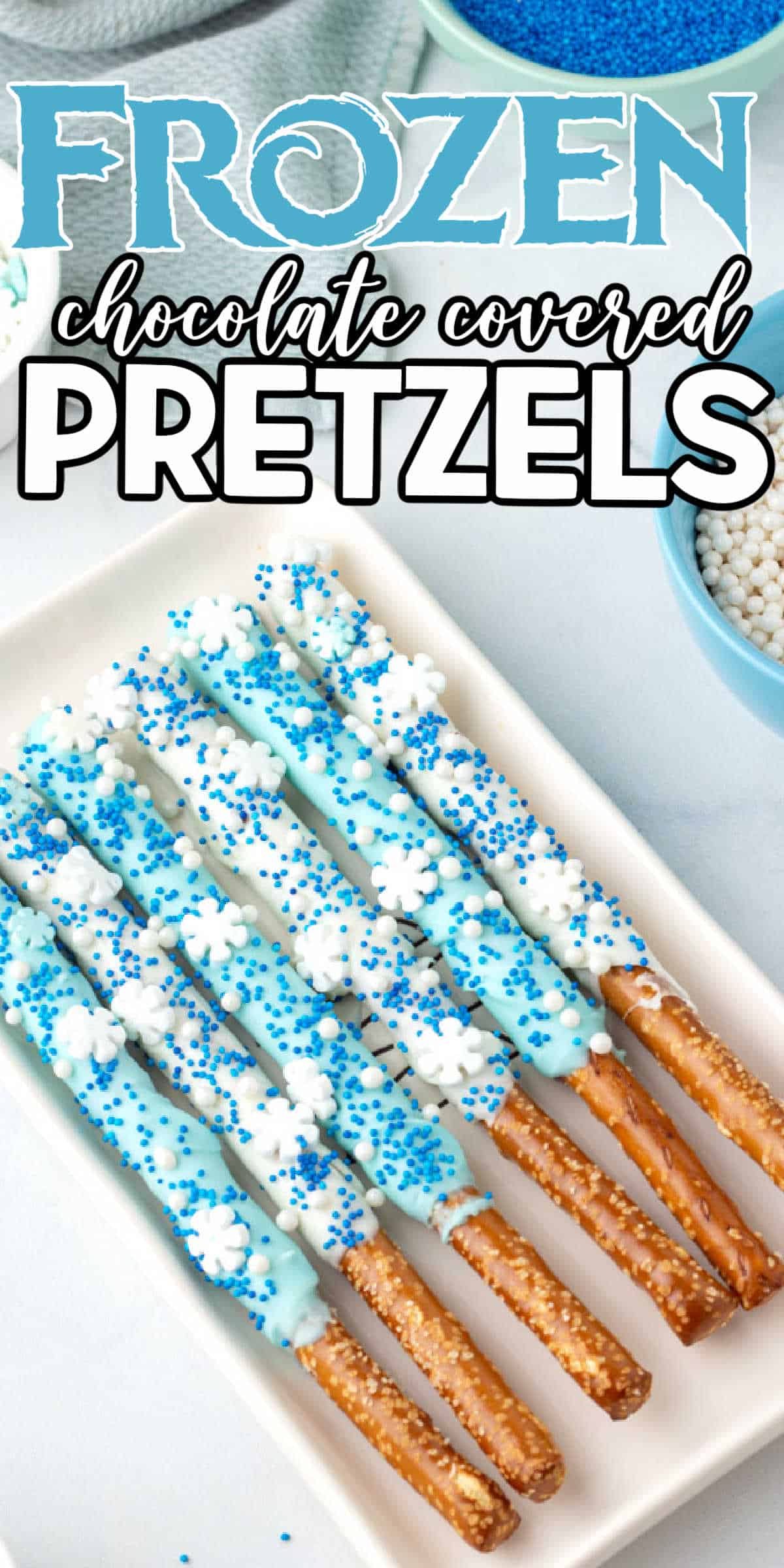 Disney Frozen Inspired Chocolate Covered Pretzel Rods