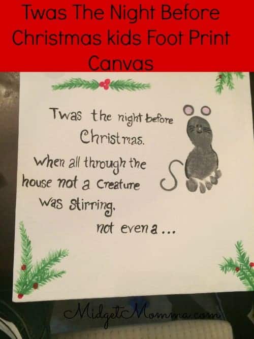 Twas The Night Before Christmas kids Foot Print Canvas