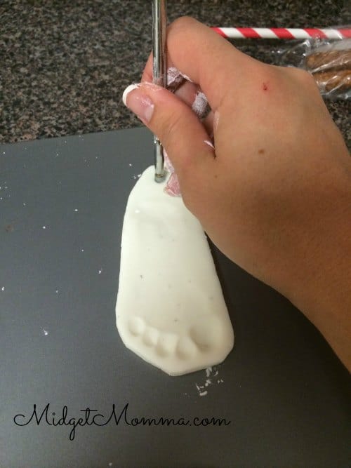 DIY homemade Air Dry Clay Baby Foot Print Ornament