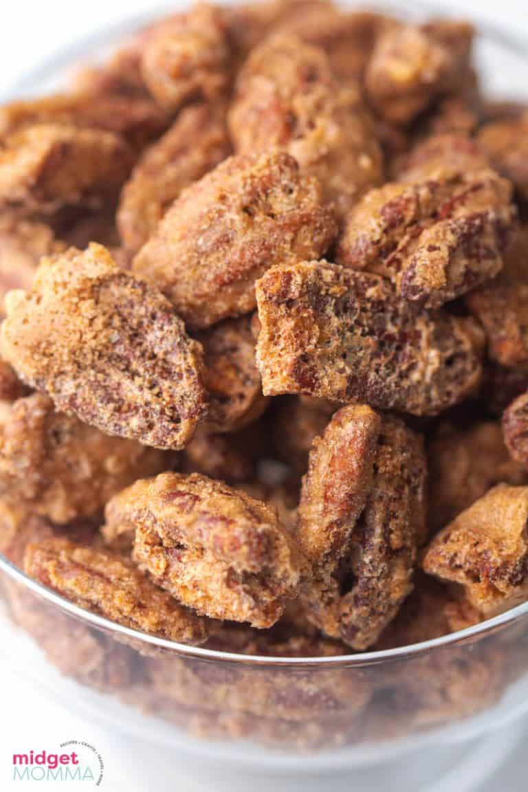 Cinnamon & Sugar Candied Pecans • MidgetMomma
