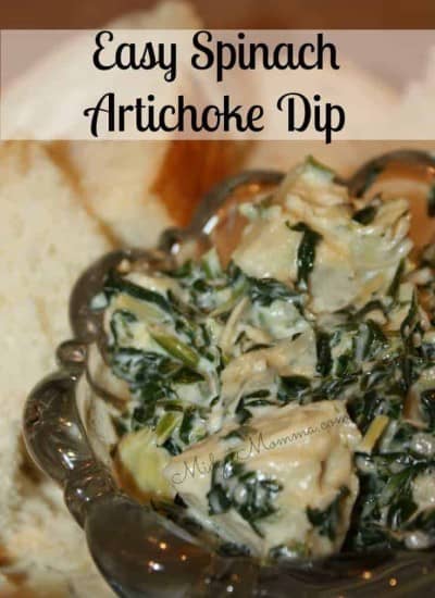 This Easy Spinach Artichoke Dip is easy to make and it tastes amazing! You can then get bread, crackers or veggies to dip in it.