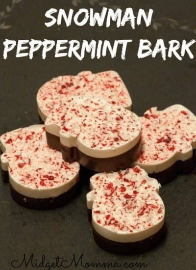 Snowman Peppermint Bark is a fun twist on your classic bark. It's the combination of white chocolate & milk chocolate with the addition of peppermint.