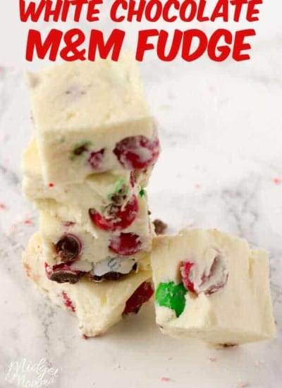 This 3 Ingredient White Chocolate Peppermint Fudge with M&M’S® White Chocolate Peppermint looks like it took a lot of work to make but its super simple.