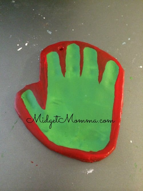 handprint grinch homemade ornament