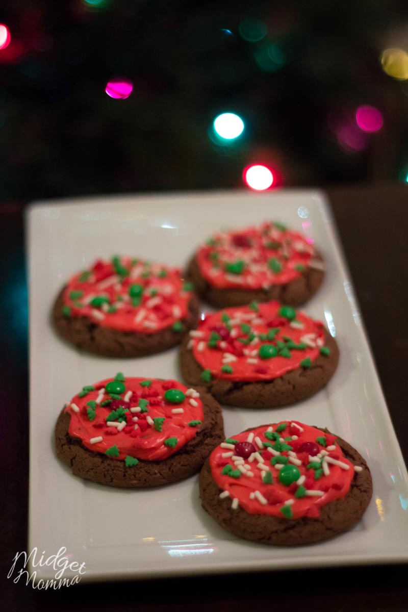 chocolate cookies on a white plate