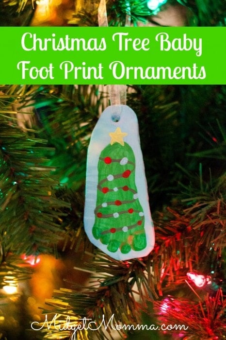 How perfect would this Christmas tree baby foot print ornament be on the tree? Using DIY air dry clay, make a memory ornament shared as a christmas tree of your little ones foot. Fun Christmas craft to make as a keepsake. DIY Christmas craft, DIY Christmas tree, Christmas memory ornament.