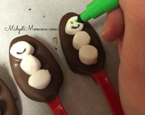 snowman marshmallow Hot Chocolate on a Spoon