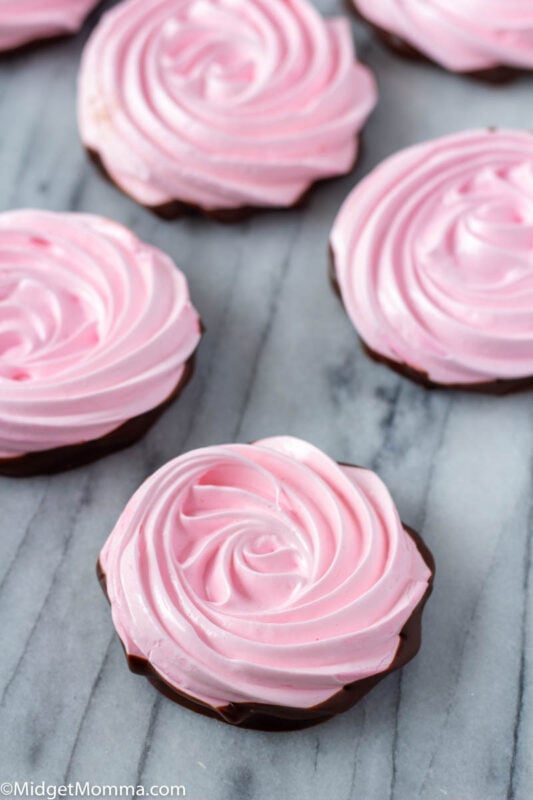 Chocolate Covered Strawberry Meringue Cookies • MidgetMomma